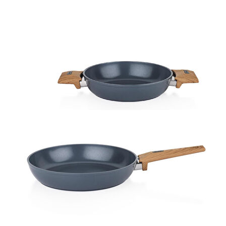 Seramik Tava 30 CM ve 22 cm Sahan Set Yapışmaz Yüzey Sc ha fer