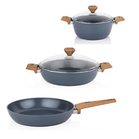 Seramik Tencere Tava Seti 28 CM Karnıyarık 28 CM Tava ve 20 CM Derin Tencere Sc ha fer