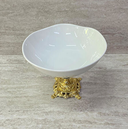 Porselen Ayaklı Bol Kase Gold Ayaklı 20 CM