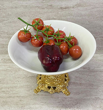 Porselen Ayaklı Bol Kase Gold Ayaklı 23 CM