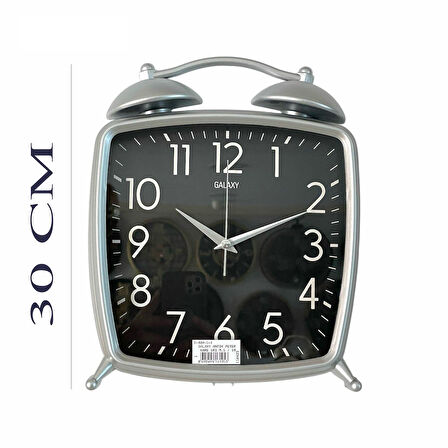 Dekoratif Masa ve Duvar Saati Peter Saat Gri Renk 30 CM