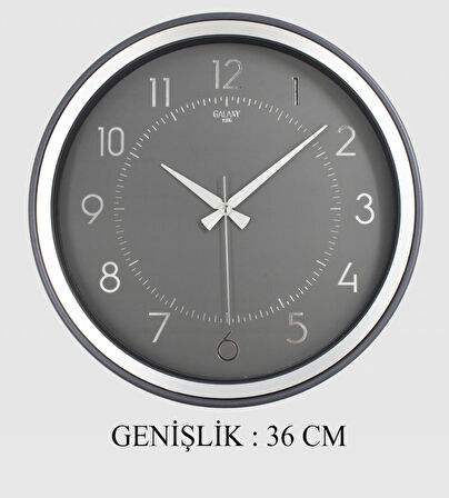 Dekoratif Duvar Saati Füme Gri 36 CM