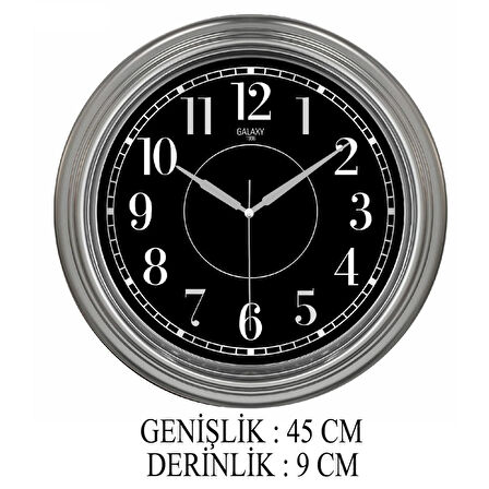 Dekoratif Duvar Saati Gri Renk 45 CM