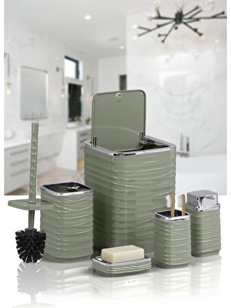 Banyo Seti Plastik Yeşil Renk 5 Parça 