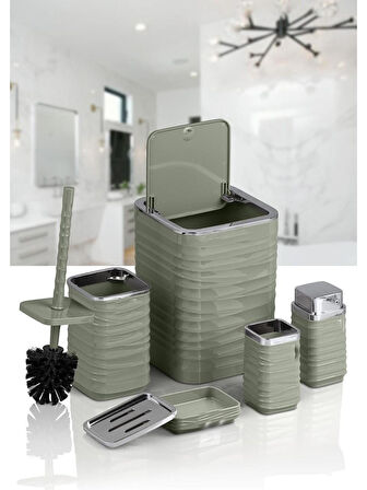 Banyo Seti Plastik Yeşil Renk 5 Parça 