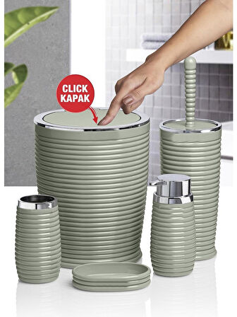 Banyo Seti Plastik Yeşil Renk 5 Parça 