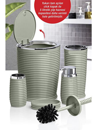 Banyo Seti Plastik Yeşil Renk 5 Parça 