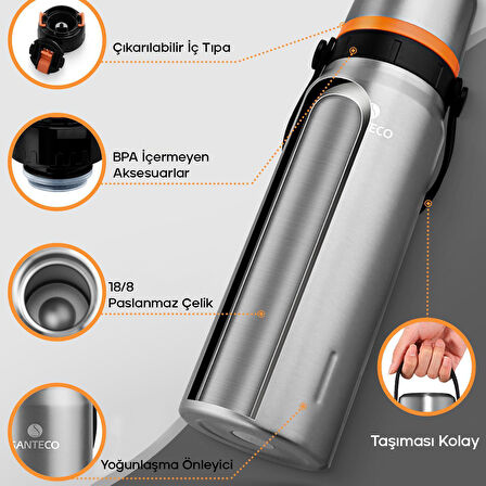 Çelik Termos 1200 ML İnox ve Plastik Katlanır Sehpa