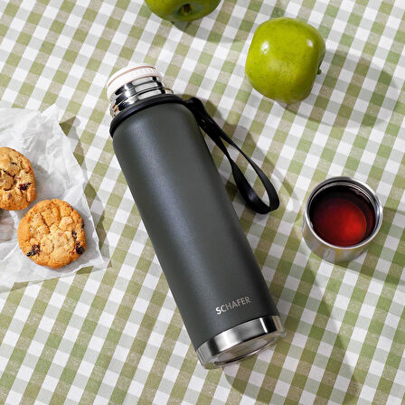 Çelik Termos 1000 ML Yeşil Renk ve Katlanır Kamp Sehpası