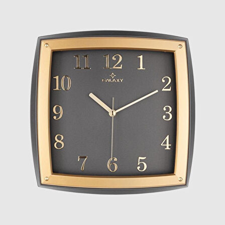 Dekoratif Duvar Saati Gold / Siyah Kabartma Rakamlı 30 CM