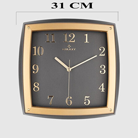 Dekoratif Duvar Saati Gold / Siyah Kabartma Rakamlı 30 CM