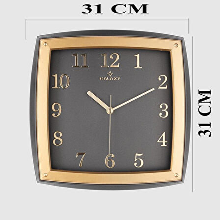 Dekoratif Duvar Saati Gold / Siyah Kabartma Rakamlı 30 CM