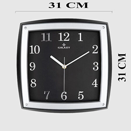 Dekoratif Duvar Saati Gri / Siyah Kabartma Rakamlı 30 CM