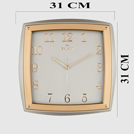 Dekoratif Duvar Saati Gri / Gold Kabartma Rakamlı 30 CM