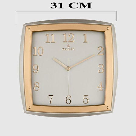 Dekoratif Duvar Saati Gri / Gold Kabartma Rakamlı 30 CM