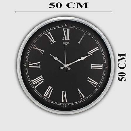 Dekoratif Duvar Saati Gri 50 CM