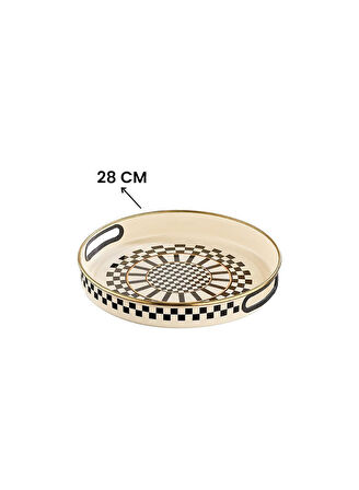 Prime Cream Emaye Servis Tepsisi – 28 CM