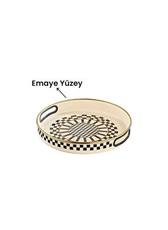 Prime Cream Emaye Servis Tepsisi – 28 CM