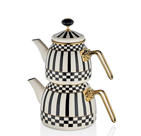 Prime Cream Emaye Çaydanlık Takımı