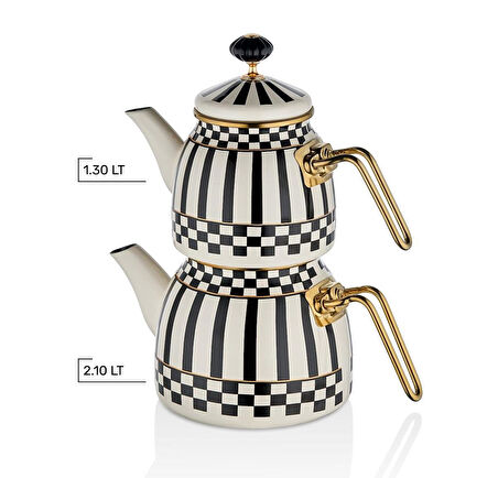 Prime Cream Emaye Çaydanlık Takımı