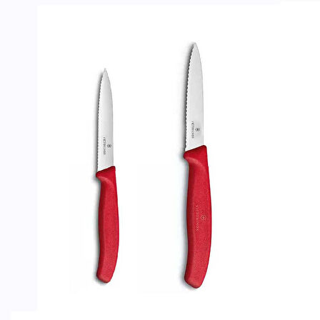 Victorinox Kırmızı Tırtıklı Soyma Bıçağı 2Li 8 CM - 10 CM