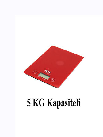 Dijital Mutfak Terazisi Mutfak Tartısı Hassas Terazi 5 KG Kapasiteli Kırmızı