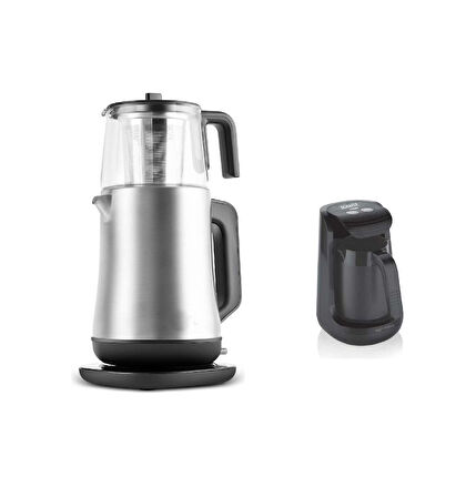 Çay Makinesi Çelik Gövde Hom end Cam Demlik ve Schafer Türk Kahve Makinesi