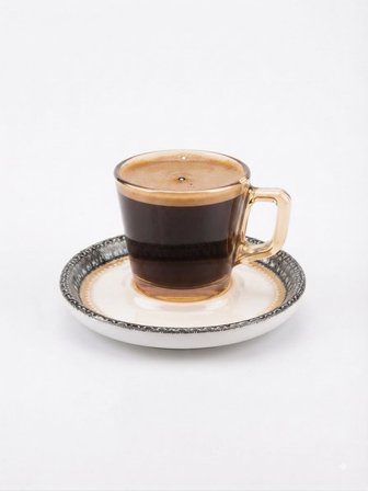 Kahve Takımı Seramik Tabaklı Cam Espresso Türk Kahvesi 80 CC