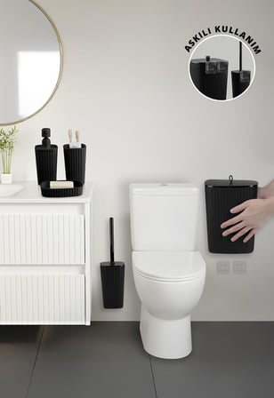 Safir Siyah Çizgili Banyo Seti 5 Parça Plastik
