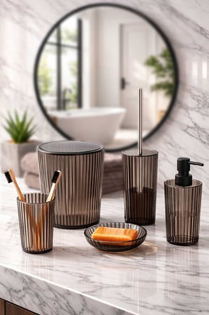 Ridge 5li Banyo Seti Siyah - Şeffaf Renk 