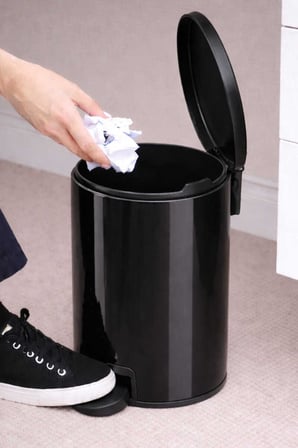 Cigo Çelik Çöp Kovası 3 Litre Mutfak - Banyo - Ofis Siyah Metal