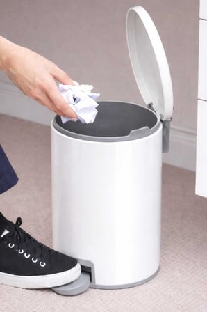 Cigo Çelik Çöp Kovası 3 Litre Mutfak - Banyo - Ofis Mat Beyaz Metal