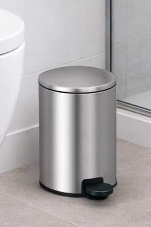 Cigo 2li Banyo Seti Çelik Çöp Kovası Tuvalet Fırçası Mat Gri 3 Litre