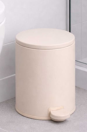 Cigo 2li Banyo Seti Çelik Çöp Kovası Tuvalet Fırçası Bej Renk 3 Litre