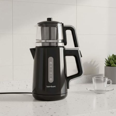 Cam Demlikli Çay Makinesi Siyah Renk 1850 W