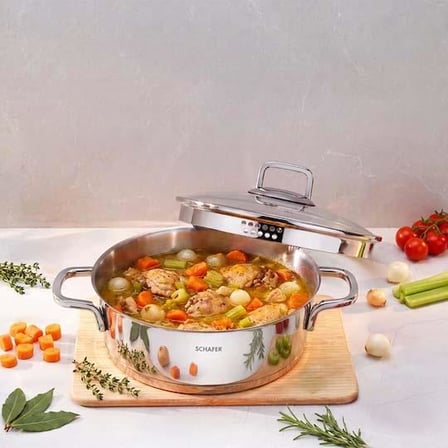 Schafer New Stahl Çelik Basık Tencere 26 Cm ve 26 cm Tava 