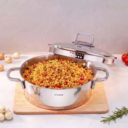 Schafer New Stahl Çelik Basık Tencere 26 Cm ve 26 cm Tava 