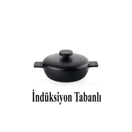 Schafer Cast Pro Döküm 24 CM Basık Tencere ve Tava Seti - Siyah İndüksiyon Tabanlı