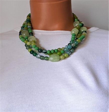 Yeşil Kuvars Akik Kristal Kolye