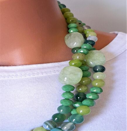 Yeşil Kuvars Akik Kristal Kolye