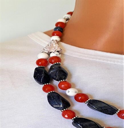 Lapis Havlit Ceyt İki Sıralı Kolye