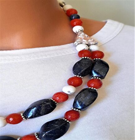 Lapis Havlit Ceyt İki Sıralı Kolye