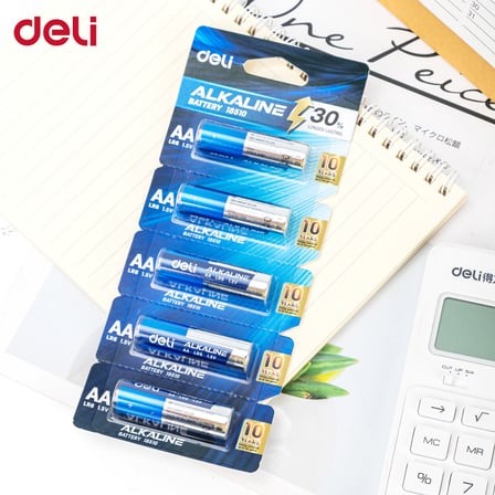 Deli Alkalin Pil Aaa/Lr03 5Li Paket – Uzun Ömürlü, 10 Yıl Enerji Koruma