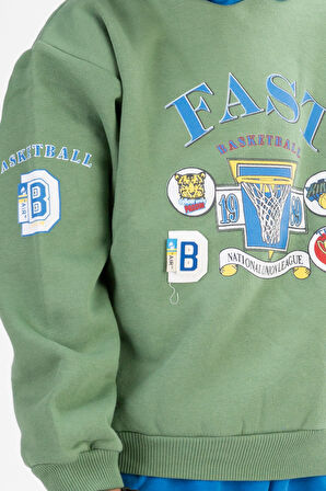 Erkek Çocuk Baskılı Kapşonlu Eşofman Takımı