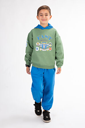 Erkek Çocuk Baskılı Kapşonlu Eşofman Takımı