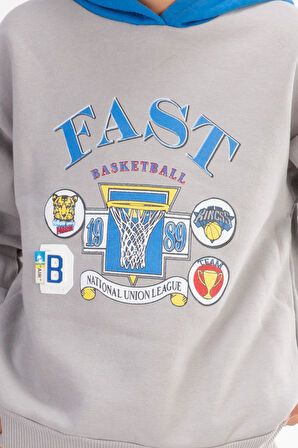 Erkek Çocuk Baskılı Kapşonlu Eşofman Takımı