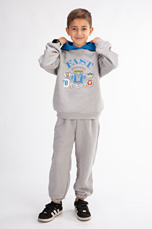 Erkek Çocuk Baskılı Kapşonlu Eşofman Takımı