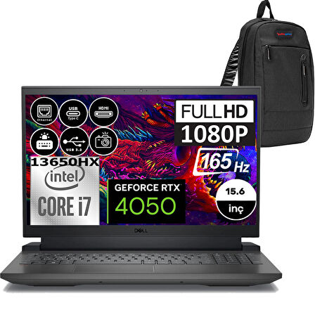 Dell Gaming G15 5530 Intel Core I7 13650HX 32GB DDR5 1TB SSD RTX4050 Windows 11 Pro 15.6" Fhd 165Hz Taşınabilir Bilgisayar G155530010WP05 + Zetta Çanta