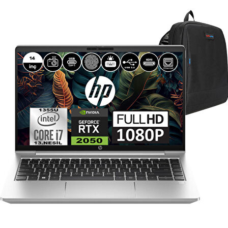 Hp Probook 440 G10 Intel Core I7 1355U 64GB 512GB SSD RTX2050-4GB Windows 11 Pro 14" FHD Taşınabilir Bilgisayar 8A569EAP10 + Weblegelsin Çanta