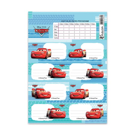 Cars Ders Programlı Okul Etiketi 20 Li